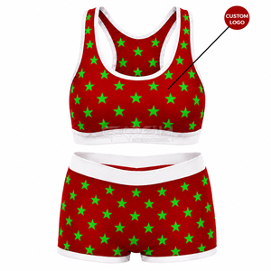 Conjunto Deportivo Cosh International Sisterhood Sorority con Logotipo Personalizado, Estampado Elegante con Estrellas Rojas y Verdes, Ropa Deportiva sin Costuras - Product Image 5