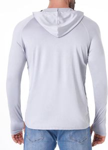 Sweat-shirt à capuche gris pour homme, manches longues, coupe ajustée, séchage rapide, tricoté, décontracté, pour l'été - Product Image 2