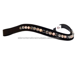 Bandeau à sourcils en forme de V de haute qualité pour chevaux Produit de cheval décoratif avec matériau en cuir de cristaux Bling - Product Image 2