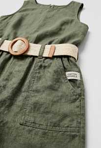 <b>Women</b> <b>Linen</b> Sleeveless Romper Set Crew Neck Shorts with Belt Summer Casual <b>Jumpsuit</b> - Product Image 2