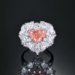 Luxury Unisex 18K Solid <b>Gold</b> Rhodium Plated <b>Cocktail</b> Engagement <b>Ring</b> Heart Cut Diamond Prong Setting Pave Accents IGI Certified - Product Image 2