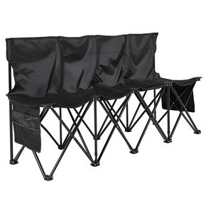 Panca Pieghevole Portatile Leggera a 4 Posti per Sedute Laterali nel Calcio con Tasche Laterali e Borsa per il Trasporto per Campeggio - Product Image 1