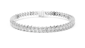 9Kt White <b>Gold</b> Marquise Diamond Bracelet 56 Stones 8.4Ct Elegant Luxury Designer Statement Fine Jewelry for Bridal Party Wear - Product Image 5