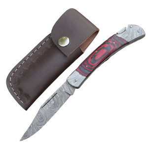 Navaja de bolsillo de Damasco con pivote de rodamiento de bolas suave, navaja plegable de acero de Damasco con apertura manual, navaja plegable de Damasco - Product Image 1