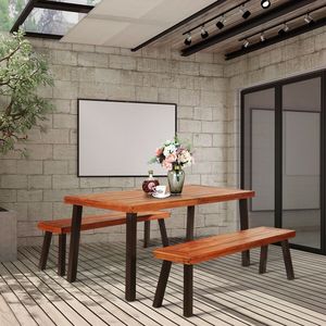 Table de salle à manger rectangulaire en bois d'acacia rustique - Product Image 2