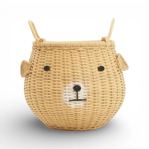 Panier de rangement rectangulaire Bobo l'ours en rotin naturel écologique et moderne - Product Image 6