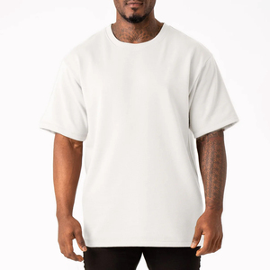 เสื้อยืดคอกลมโอเวอร์ไซส์สีขาวสไตล์ใหม่สำหรับผู้ชาย ขายส่งราคาถูก ผ้าคอตตอนหนา ไซส์พลัส สตรีทแวร์ - Product Image 4