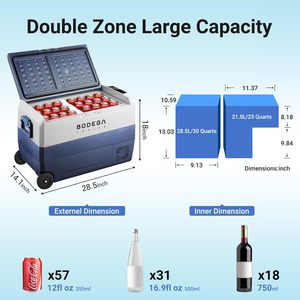 53 Quart Dual Zone Portable <b>Car</b> <b>Refrigerator</b> with APP Control and Compressor Cooling - Product Image 2