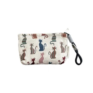Chenille Polyester Cat Pattern <b>Makeup</b> Bag Portable Cosmetic Pouch Wrist Strap Travel Organizer <b>Case</b> - Product Image 1