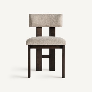 Silla de Comedor de Diseño Moderno con Respaldo Curvo, Tapicería Bouclé y Estructura de Madera Sólida para el Hogar - Product Image 1