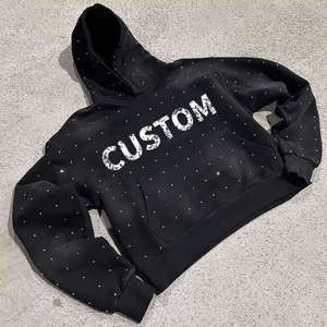 Sudadera con capucha negra para hombre Lost Archive, corte regular, estilo urbano, antipilling, con bolsillos, detalles sólidos, tejido de otoño, 100% algodón, ODM - Product Image 4