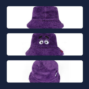 SIDDIQUI HOSINEX Women Adult Faux Fur Solid Laminated Casual Plush Dyed Washed Ripped Warm Bow Bucket Hat - Product Image 3