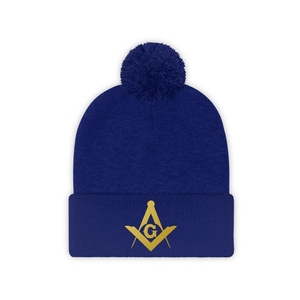 Custom Master Mason Blue Lodge Pom Pom Winter <b>Beanie</b> <b>Hat</b> Wholesale Manufacturer - Product Image 3