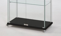Vitrine Commerciale Moderne en Verre Trempé Noir Robuste avec 3 Étagères Réglables et Porte à Battant, Meuble de Salon
