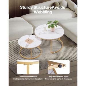 Set di 2 tavolini da caffè vintage impilabili da 31,5 pollici, tavolini da salotto piccoli per comodino o tavolino d'appoggio - Product Image 3