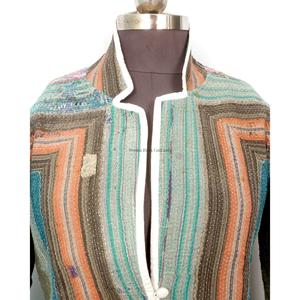 Wholesale 100% Cotton Designer <b>Kantha</b> <b>Jacket</b> Knitted Multi-Color Ethnic Style Embroidery Button Handmade Vintage Eco-Friendly - Product Image 2