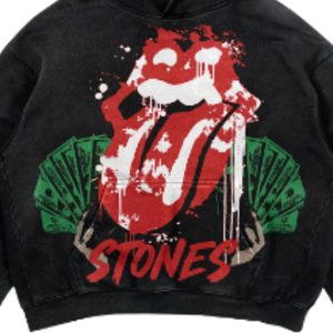 Sweat à capuche personnalisé épais et oversize, motif squelette gothique, avec strass, noir délavé vintage, style streetwear, pour hommes et femmes, Y2K - Product Image 4