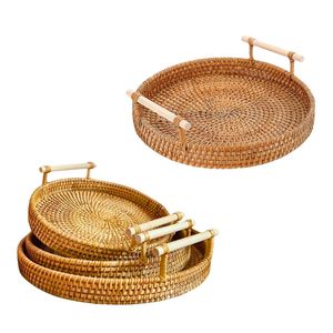 Handwoven RATTAN <b>TRAY</b> FRUIT STORAGE BASKET with Handles Gift, Serving & Home Decor Rustic Home Decor Serving <b>Tray</b> - Product Image 1