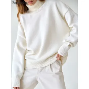 Bornladies, suéter de cuello alto para mujer, elegante Otoño Invierno, suéter grueso y cálido, Jersey de punto suelto informal de gran tamaño, Top para - Product Image 1