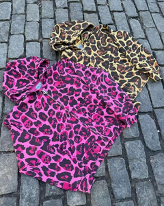 Sudadera con capucha personalizada con estampado de calavera Y2K para hombre, estilo urbano, con cremallera, estampado de leopardo rosa, estilo hip hop, talla grande, venta al por mayor - Product Image 3