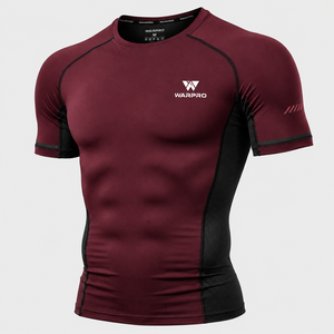 เสื้อรัดกล้ามเนื้อแขนสั้นสำหรับผู้ชาย Warpro สีแดงเลือดหมู แห้งเร็ว ผลิตจากผ้าสแปนเด็กซ์และโพลีเอสเตอร์ เหมาะสำหรับออกกำลังกาย ไซส์ M สำหรับผู้ใหญ่ - Product Image 6