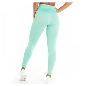Leggings de punto de cintura alta, largos, color verde menta, elásticos, transpirables, estilo deportivo para mujer - Product Image 2