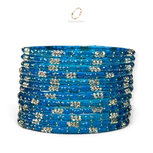Bracelets en verre kashmiri bleus en forme de goutte de pluie, très tendance, pour femmes, pour mariage et célébrations, vente en gros - Product Image 2