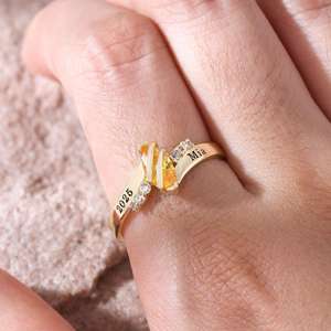 Anillo de Graduación Universitario Personalizado BOJ School Ring 059, Anillo de Colegio Secundario para Ella, con Piedra de Nacimiento, Plata 925, ¡Oferta! - Product Image 4