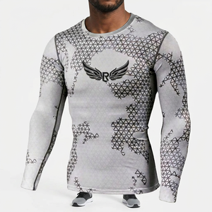 Women's Full Sleeve Rash Guard Long Sleeve <b>Compression</b> <b>Shirt</b> Quick Dry Printed Geometric Pattern Gray Spandex Polyester Top - Product Image 4
