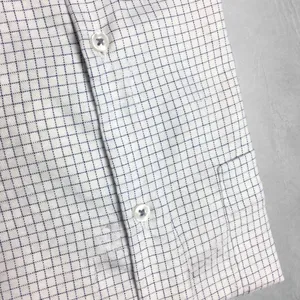 Chemise Formelle Blanche à Carreaux pour Homme, Personnalisable en Gros, Chemise à Carreaux Micro-Grille Bleu Marine, Manches Longues, Unie, Sans Logo, Sans Marque, Sans Étiquette - Product Image 6