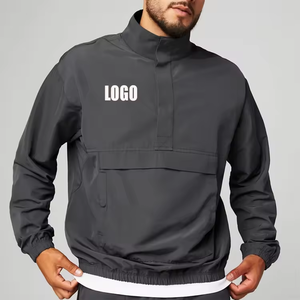 <b>Mens</b> Cotton/Polyester Half Zip Windbreaker <b>Pullover</b> <b>Jacket</b> Waterproof Breathable Oversized High Quality Premium OEM Bulk - Product Image 5