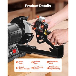 Kit Affilatura Vari Grind Pro per Smerigliatrici da Banco da 6 e 8 Pollici, Sistema Multi-Affilatura con Piattaforma e Braccio di Supporto Lungo per Affilatrici Elettriche - Product Image 5