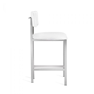 Modern Upholstered Dining <b>Stool</b> <b>with</b> Chrome Legs Faux Leather Seat and <b>Back</b> Home Dining Furniture - Product Image 4