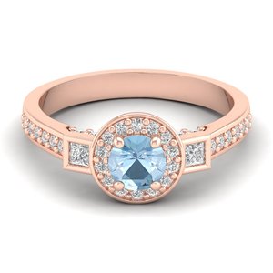 Bague en or blanc 14 carats avec moissanite certifiée GRA, taille ronde 0,5 carat, pierre précieuse aigue-marine, bijoux fins, prix de gros usine REYES - Product Image 5