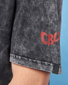T-shirt pour homme noir à imprimé graphique Cruisin, coupe oversize, effet délavé, logo personnalisé, respirant, fabriqué au Pakistan, prix abordable - Product Image 6