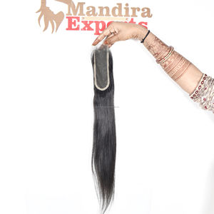 เครื่องทำผมคนบริสุทธิ์แนวอินเดียยาว8-32นิ้วแบบนิ่มปิดแบบ2*6 HD สีดำตรง - Product Image 4