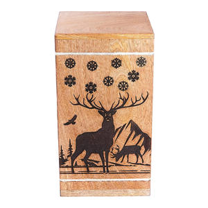 Top Selling Buck Deer & Floral Engraved Wooden <b>Urns</b> for Human <b>Pet</b> <b>Ashes</b> Adult Large Mango Wood Cremation <b>Urn</b> Box for Columbarium - Product Image 2