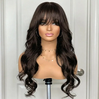 Perruque Full Lace Cheveux Indiens Remy Noir Naturel Longue Densité 130% Base en Dentelle Suisse Cheveux de Bébé en Dentelle Brun Clair Taille Moyenne