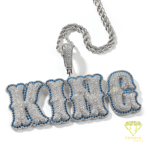 KING <b>Initial</b> Pendant Necklace For Men Iced Out Crystal Cuban <b>Chain</b> Rhinestone Hip Hop Streetwear Statement Fashion Jewelry - Product Image 3
