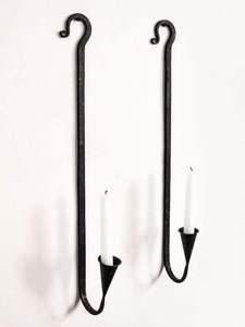 Handcrafted Wrought Iron Hanging <b>Wall</b> <b>Sconce</b> Set Rustic Long Stem Metal <b>Wall</b> Mount Candle Holder for Vintage Home Decor - Product Image 1