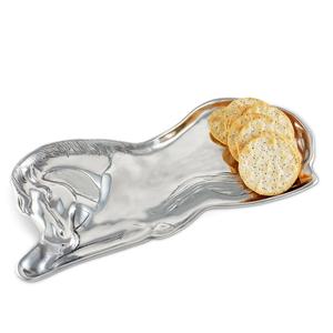 Plateau de service ovale de luxe en argent avec doubles poignées, idéal pour le rangement de friandises gourmandes, vaisselle de table festive, vente en gros - Product Image 4