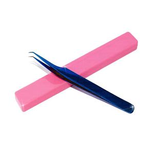 Meilleure qualité en acier inoxydable extension de cils pince à épiler poignée serrée pointe de fibre durable en gros marque privée acceptée - Product Image 2