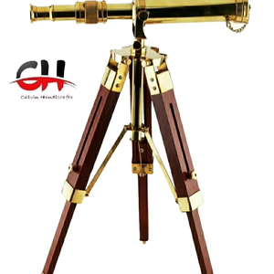 CHk Vintage Brass Telescope Tripod Stand Polished Nautical Maritime Design Christmas New Year Diwali Father's Day Glass Novelty - Product Image 1
