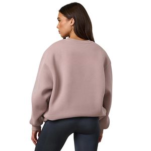 Sweat-shirt à col rond rose poudré pour femme, coupe décontractée, pull oversize à manches longues, streetwear décontracté, toucher doux, à porter au quotidien - Product Image 2