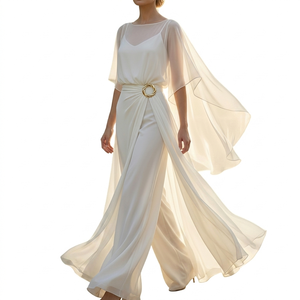 Vestido Maxi de Gasa Rosa Cuarzo con Cintura Adornada y Mangas Fluidas Tipo Kimono, Estilo Griego en Rosa Pastel - Product Image 2