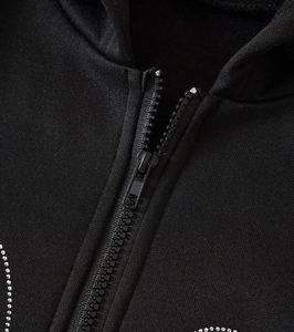 Women's <b>Feathered</b> Angel Wings Rhinestone Zip-Up Hoodie 2026 Sparkle Black Oversized Y2K Streetwear Luxury Soft Fleece <b>Top</b> HD - Product Image 3