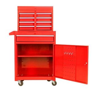 Cassettiera Portautensili Rossa in Ferro a 5 Cassetti Staccabili con Ruote Bloccabili e Un Ripiano Regolabile per Officina e Conservazione Attrezzi - Product Image 2