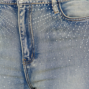 Casual Women's Full Length <b>Pants</b> High-Waisted Straight-Leg Denim Jeans With <b>Sequined</b> Dot Pattern Stonewashed Cotton Denim <b>Pants</b> - Product Image 4