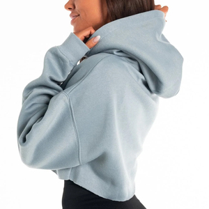 <b>Lightweight</b> Customized Women Winter Knitted Crop Top <b>Hoodie</b> High Quality Breathable Low MOQ Front Oversize <b>Hoodie</b> & Crop Top - Product Image 5