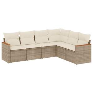 Conjunto de Sofás Modulares Grandes de Ratán Sintético PE Beige para Jardín, Muebles de Jardín Modulares Cómodos - Product Image 2